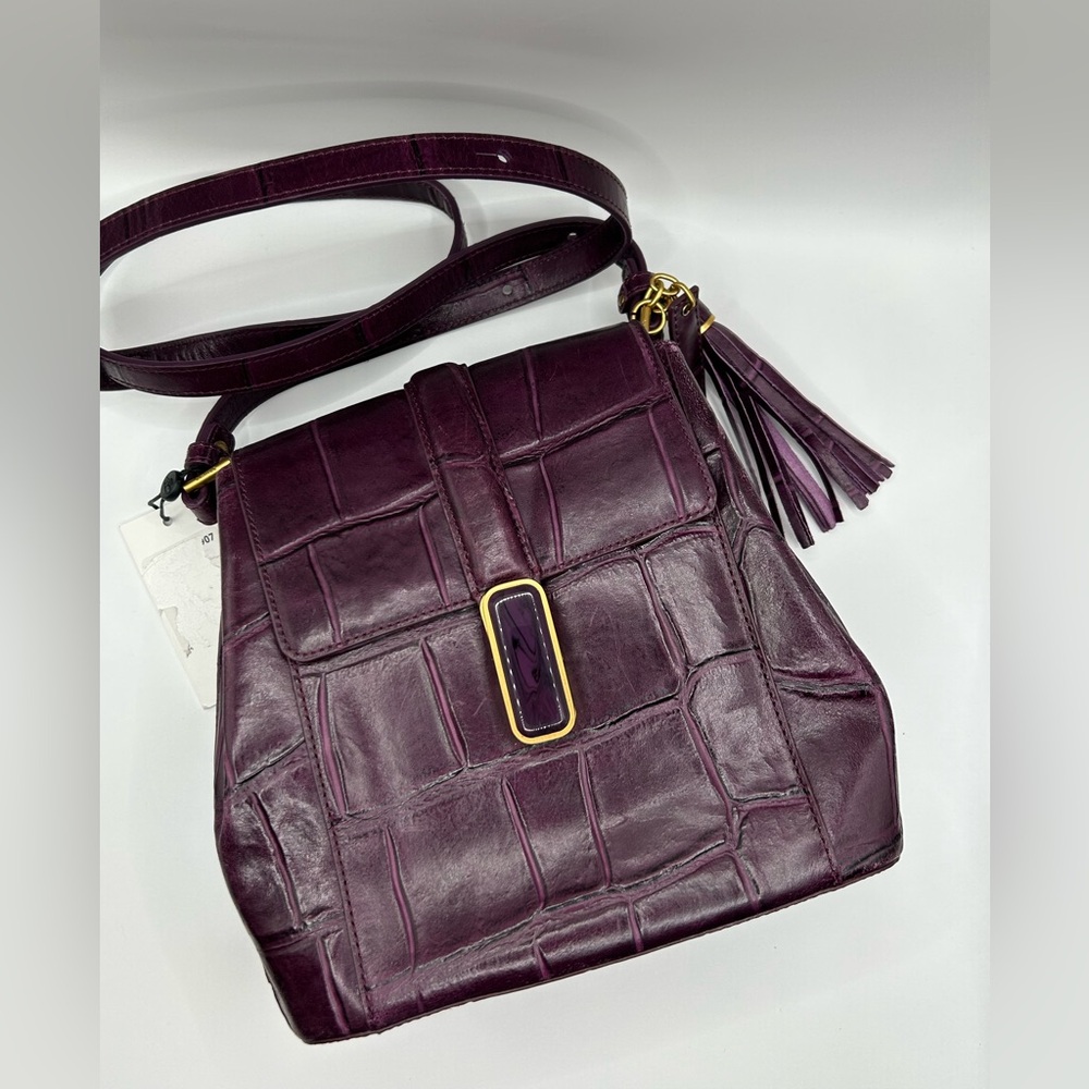 Brahmin Margo Lysander Purple Leather Crossbody Bag